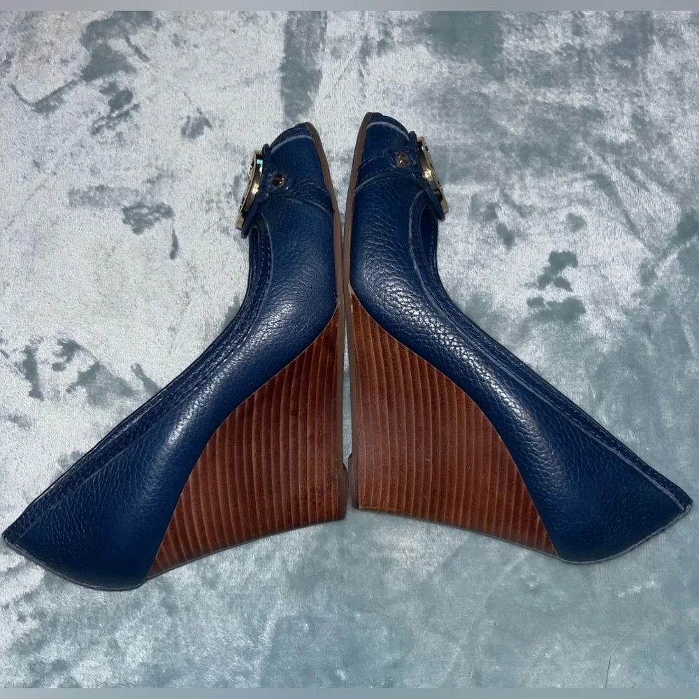 Tory Burch Blue Wedge Shoes - Picture 3 of 7